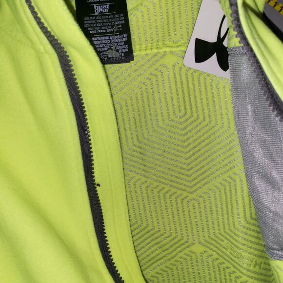 Under Armour Heat Gear Zip Up Fleece Vest Youth Boys MEDIUM Neon Yellow NWT B4 - Picture 4 of 6